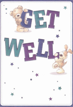 A luminous get well card scene, reminiscent of the quiet optimism shared in Lisson Grove's friendly corners, features a cuddly teddy perched upon the cheerful arch of 'GET' while a sprightly puppy rests its paws atop the rounded letters of 'WELL.' Their gentle figures and kind expressions radiate affection, just as a carefully chosen bouquet from our Lisson Grove shop offers both comfort and hope to those in need of healing. The rich purples and cool teals of the typography create dynamic visual intrigue, harmonising beautifully with the crisp, clean background-a reminder of clarity and renewal that's often cherished in quieter moments along Abercorn Place or amidst the serenity of Regents Park. Stars, scattered in playful formation across the canvas, capture the fleeting sparkle of well-wishes sent from friend to friend. There's a tangible softness to the bear's plush fur, the puppy's silky ears, and the entire scene feels infused with the kind of nurturing joy local florists bring to every arrangement. As the stars twinkle, these charming characters remind us that even simple gestures-like a card or a fresh bouquet-can uplift and brighten any recovery journey in Lisson Grove and beyond.