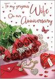 The image depicts a beautifully composed anniversary card scene that could sit on a polished sideboard in a Lisson Grove apartment, its elements gathered in a pool of soft, flattering light. A generous cluster of deep red roses dominates the arrangement, each flower rich and velvety, the petals catching subtle highlights as though brushed by early morning sun. They are nestled among delicate greenery, whose fresh, bright leaves create a natural frame around the blooms. Below and beside the roses rests an inviting envelope, slightly open as if a handwritten note is just inside, ready to be discovered. A heart-shaped keepsake or locket lies nearby, its smooth surface reflecting gentle points of light, accompanied by a few dainty pearls or jewel-like accents that glimmer with understated elegance. Tiny red hearts are scattered across the surface like confetti, and a single butterfly motif adds a touch of whimsy, suggesting transformation and the continuation of love through the years. The colour palette revolves around passionate reds and soft blush tones, supported by warm neutrals that allow the roses to remain the clear focal point. The scene feels like the work of a skilled florist and stylist, inspired by the cosy streets around Lisson Grove and nearby Marylebone, where couples might wander hand in hand after an anniversary dinner. It conveys not just the look of fresh roses and polished gifts, but the emotion of shared memories, promises renewed, and the quiet joy of celebrating another year together.