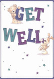 This vibrant get well card radiates with playful tenderness, echoing the spirit of togetherness so often felt along the streets of Lisson Grove. Two delightful friends-a teddy bear, fluffy and bright, and a cheerful pup with endlessly floppy ears-collaborate in presenting a spirited 'Get Well' message. The bold indigo and teal letters leap from a creamy white canvas, their energy matched by a smattering of starlike shapes that dance in joyful purples and cool blues. Each animal's illustrated fur is meticulously detailed, giving an almost touchable softness reminscent of the cozy warmth found in a favourite Lisson Grove café. The whole scene becomes a visual embrace-a little celebration of kindness and encouragement, perfect for easing the recovery of someone dear. As a florist who has watched countless bouquets brighten hospital windows and local homes, I sense here the same intent: every element crafted to soothe, uplift, and reassure. Whether sent with fresh blooms or on its own, this card holds the gentle promise of healing and caring that defines our neighbourhood's generous heart.
